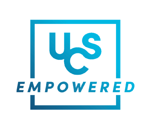 UCS Empowered logo in gradient blue color